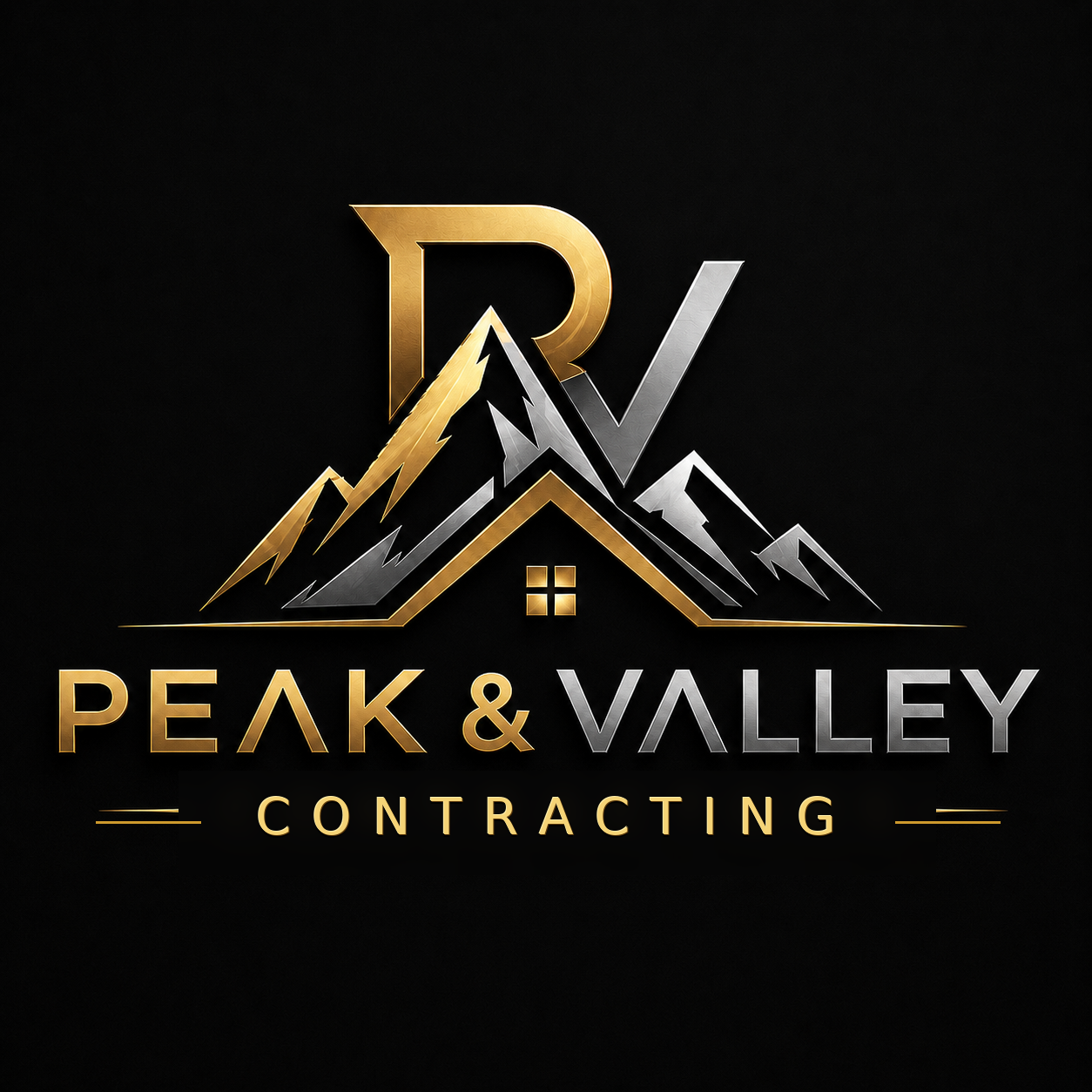Peak & Valley Contracting mountain and roof logo